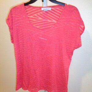 Liz Claiborne Pink Short Sleeve Shirt Top with Cami Size Medium Cotton Polyester